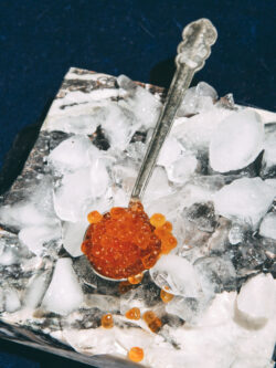 caviar, silver spoon, food